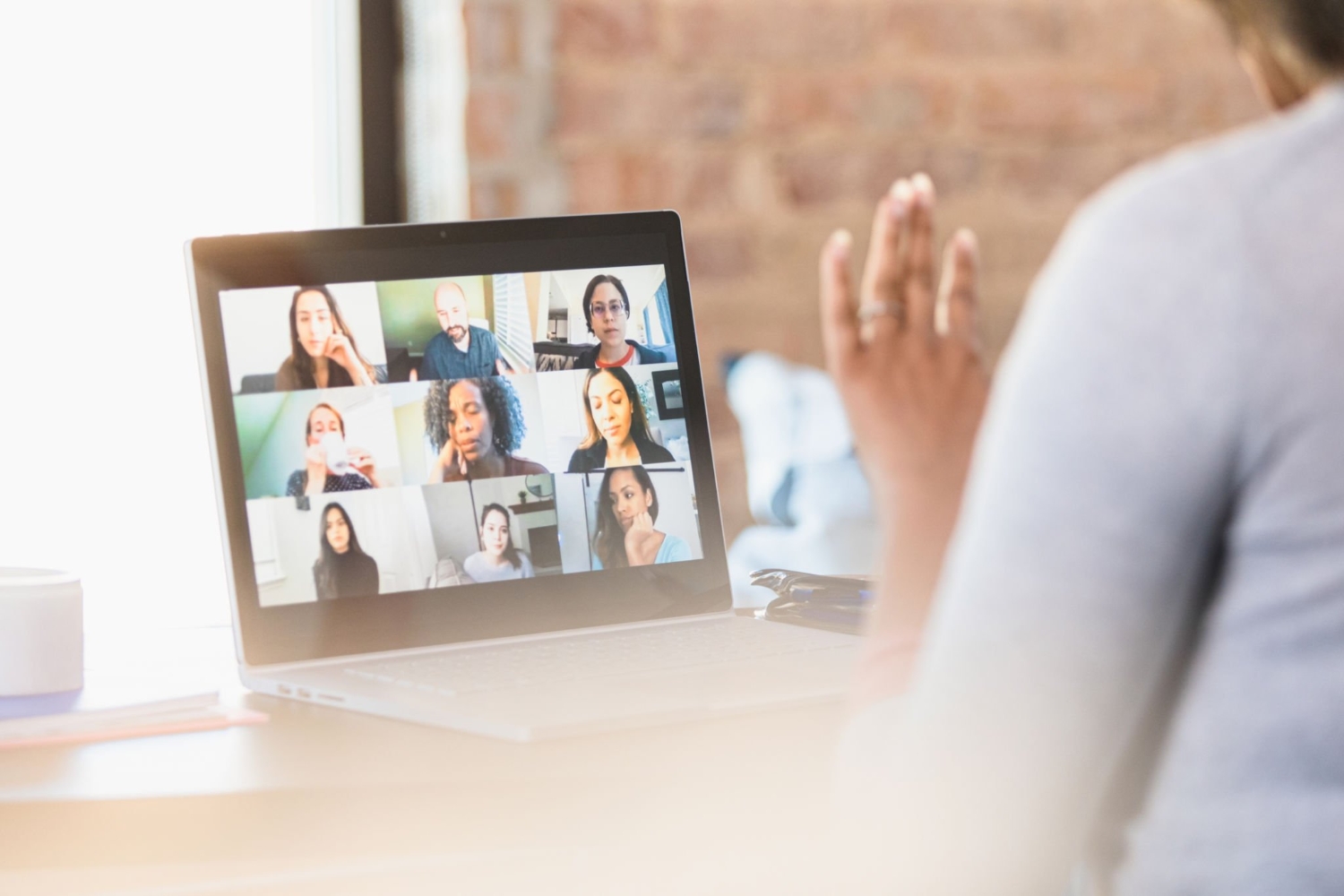 Business colleagues participate in virtual meeting